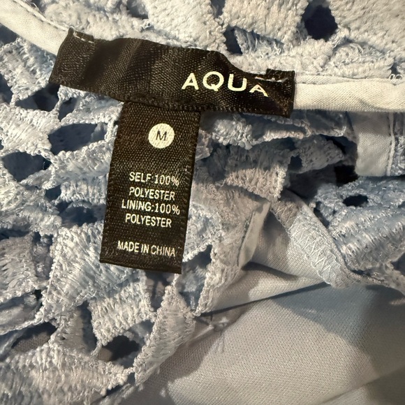 NWT AQUA Sky Blue Lace Long Sleeve Sheath Dress Size M - Picture 4 of 10